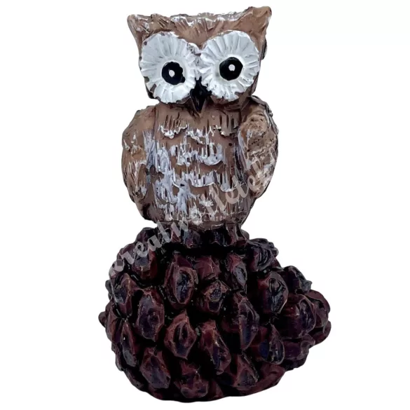 Polyresin bagoly tobozon, 3,5x5,5 cm