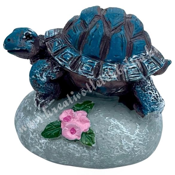 Polyresin teknős, kék-barna, 3,7x3,5 cm