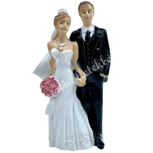 Polyresin esküvői pár, csokorral, 6x10,5 cm