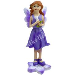 Polyresin tündér virággal, lila, 5x12,5 cm