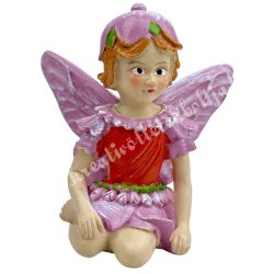 Polyresin ülő tündér, lila, 7x8 cm