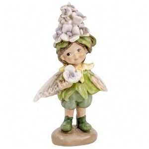 Polyresin tündér virággal, lila, 5x9 cm