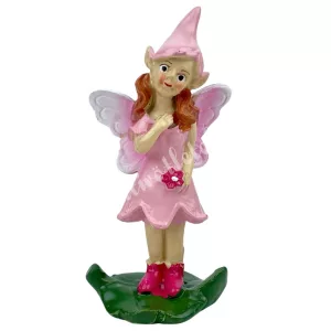 Polyresin tündér, rózsaszín, 4x8,5 cm