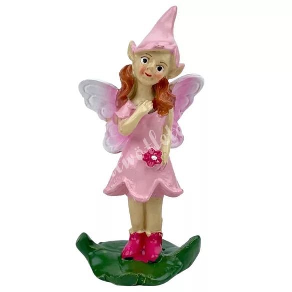 Polyresin tündér, rózsaszín, 4x8,5 cm