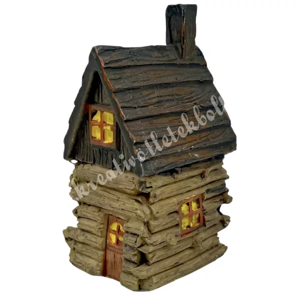 Polyresin házikó, barna, 5x9 cm