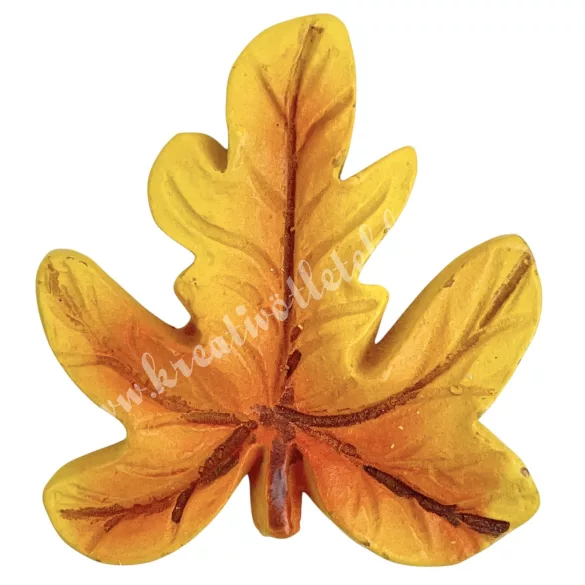 Ragasztható polyresin levél, narancs-sárga, 3,3x3,5 cm