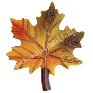Ragasztható polyresin juharlevél, narancs-zöld, 3,3x4 cm