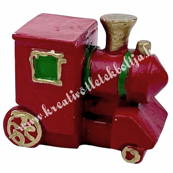 Polyresin mozdony, piros, 3,3x3 cm