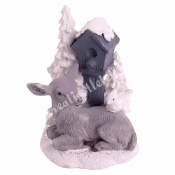 Polyresin őzike, postaládával, 4,5x6,5 cm