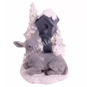 Polyresin őzike, postaládával, 4,5x6,5 cm