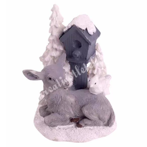 Polyresin őzike, postaládával, 4,5x6,5 cm
