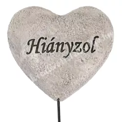 Beszúrós polyresin szív, Hiányzol, szürke, 6,5x6 cm