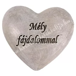   Beszúrós polyresin szív, Mély fájdalommal, szürke, 6,5x6 cm