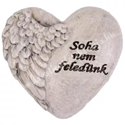 Polyresin szív, Soha nem feledünk, szürke, 6,5x6 cm