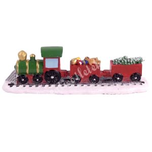 Polyresin vonat, piros-zöld, 15x4,5 cm