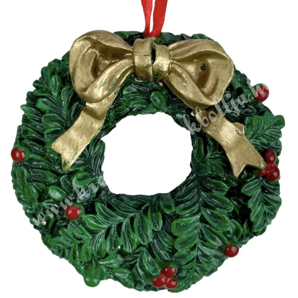 Akasztós polyresin koszorú, 7x7 cm