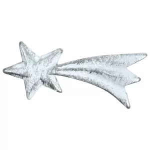Ragasztható polyresin hullócsillag, fehér-ezüst, 4,5x2 cm