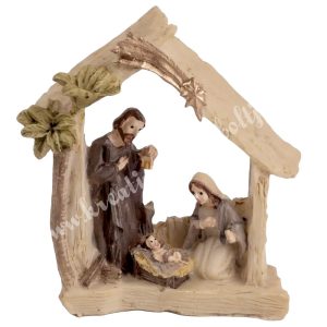 Polyresin Szent Család, 8,5x9 cm