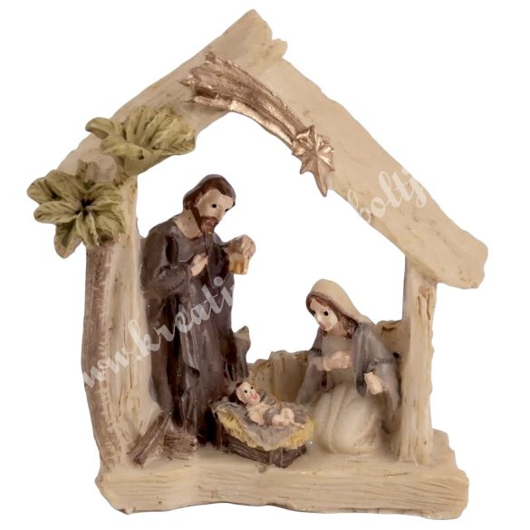 Polyresin Szent Család, 8,5x9 cm