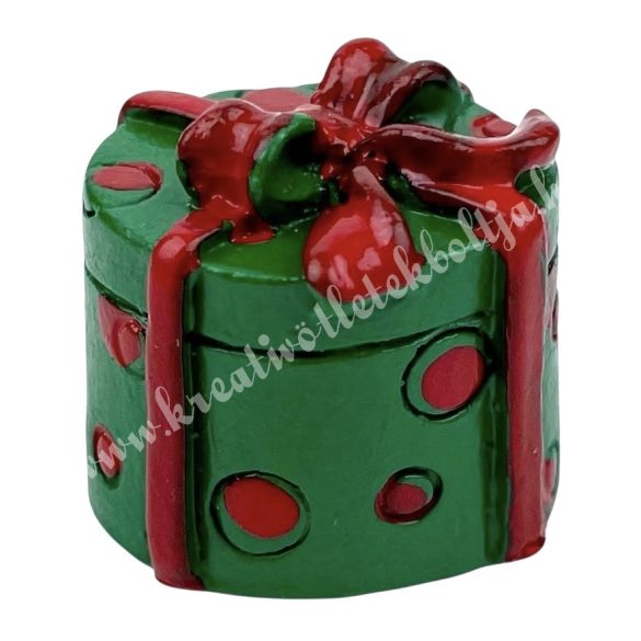 Polyresin ajándék, zöld, 2x2,2 cm