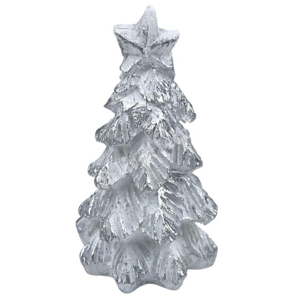 Polyresin fenyőfa, fehér-ezüst, 2,5x4,5 cm