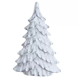Ragasztható polyresin fenyőfa, fehér-ezüst, 3x4 cm
