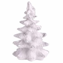 Polyresin fenyőfa, fehér-ezüst, 5,5x7,5 cm