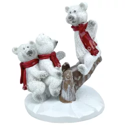 Polyresin jegesmedvék libikókán, 6,5x8,5 cm