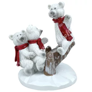 Polyresin jegesmedvék libikókán, 6,5x8,5 cm