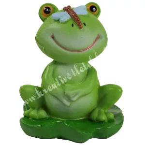 Polyresin béka szitakötővel, 5x6 cm