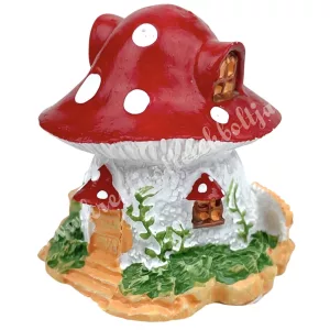 Polyresin gombaház, piros, 3,8x3,7 cm
