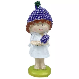 Polyresin kislány levendula sapkában, 2x6 cm