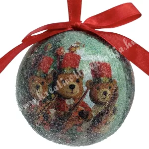 Karácsonyfa gömb, cukros, diótörő macik, 7 cm