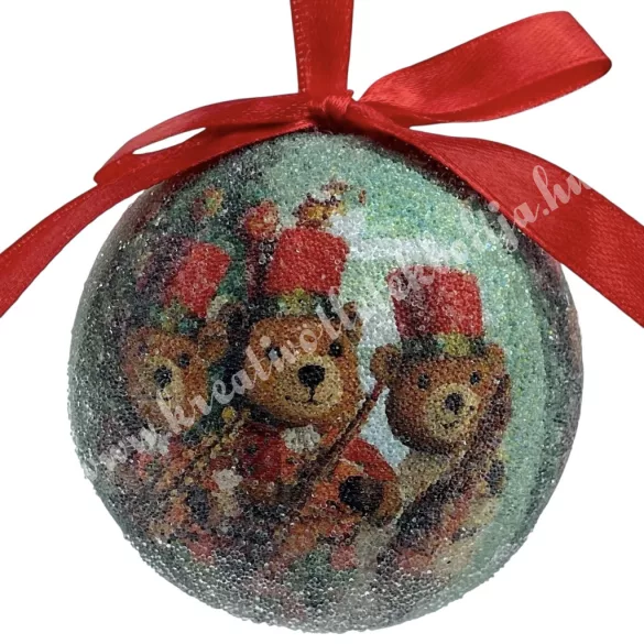 Karácsonyfa gömb, cukros, diótörő macik, 7 cm