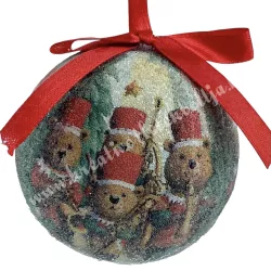 Karácsonyfa gömb, cukros, diótörő macik, 7 cm