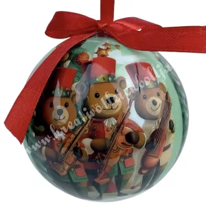 Karácsonyfa gömb, diótörő macik, 7 cm