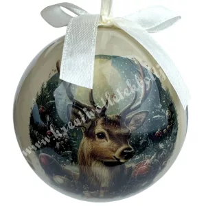 Karácsonyfa gömb, szarvas, 7 cm