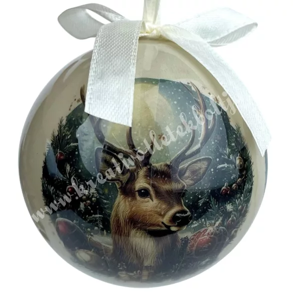 Karácsonyfa gömb, szarvas, 7 cm