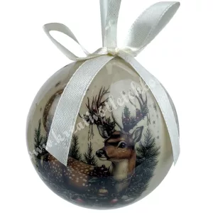 Karácsonyfa gömb, szarvas, 7 cm
