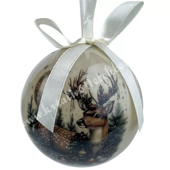 Karácsonyfa gömb, szarvas, 7 cm