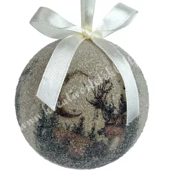 Karácsonyfa gömb, cukros, szarvas, 7 cm