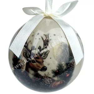 Karácsonyfa gömb, szarvas, 7 cm