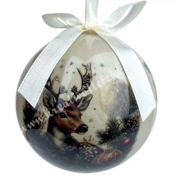 Karácsonyfa gömb, szarvas, 7 cm