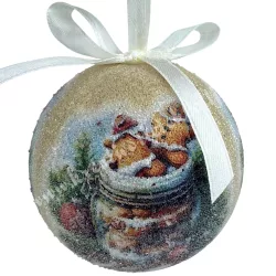 Karácsonyfa gömb, cukros, mézeskalács, 7 cm