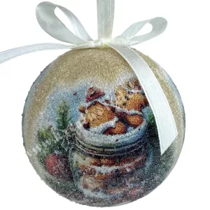 Karácsonyfa gömb, cukros, mézeskalács, 7 cm