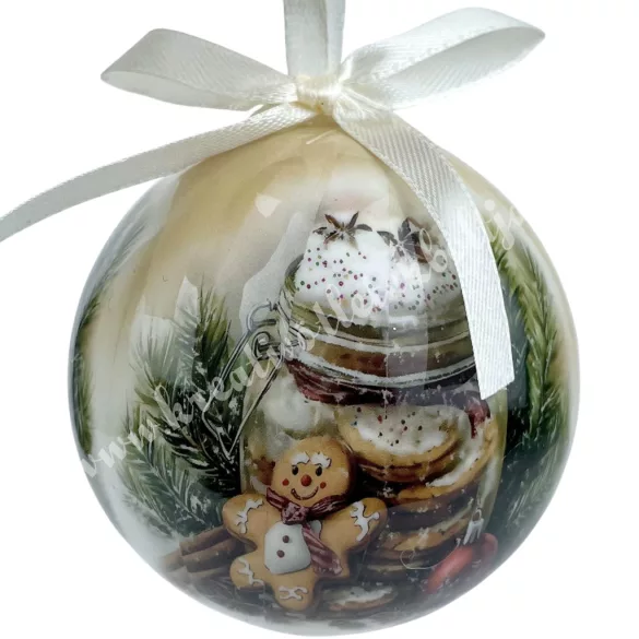 Karácsonyfa gömb, mézeskalács, 7 cm