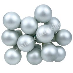 Betűzős üveggömb, ezüst, matt, 1,5 cm, 12 db/csokor