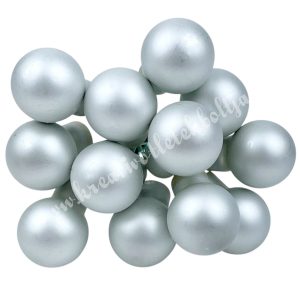 Betűzős üveggömb, ezüst, matt, 1,5 cm, 12 db/csokor