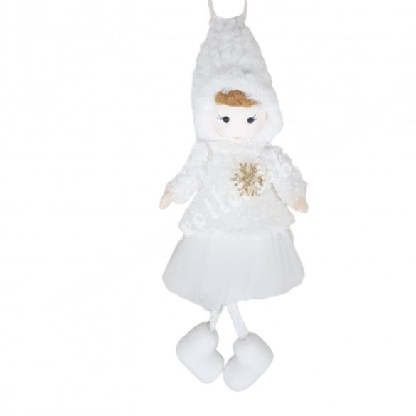 Akasztós textil kislány, fehér tüll szoknyában, 8x20 cm