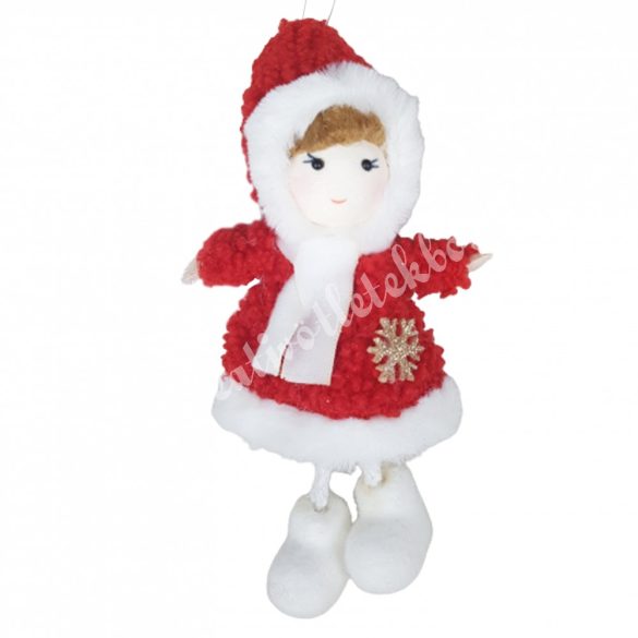 Akasztós textil kislány, hópehellyel, 8x16 cm